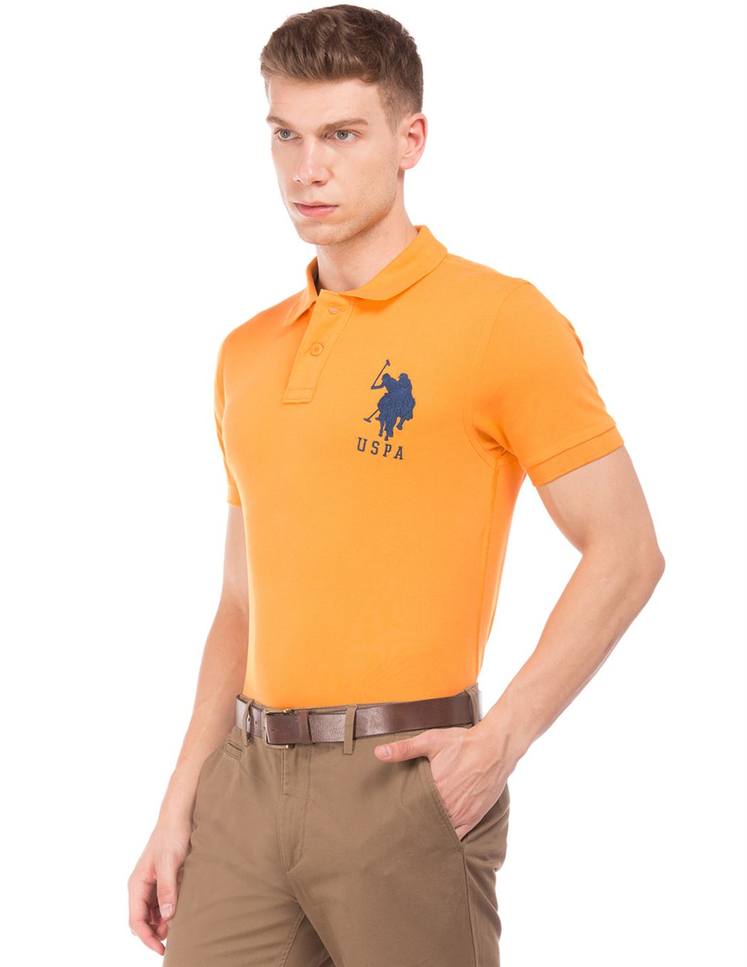 U.S. Polo Assn. Men Casual Wear Yellow T-Shirt